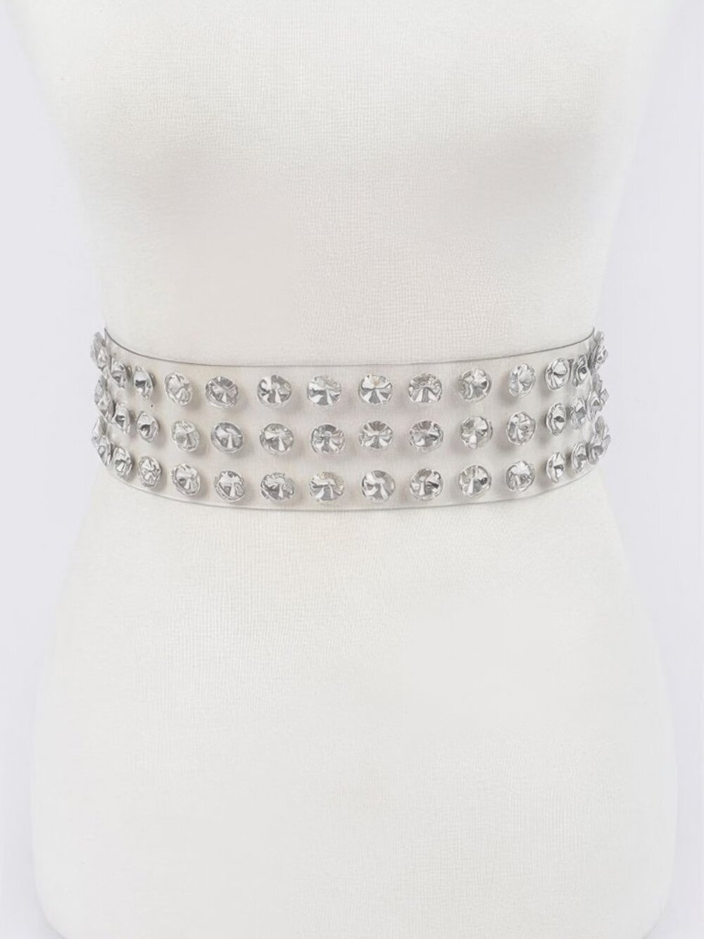 Multi Large Stone Clear Waist Belt